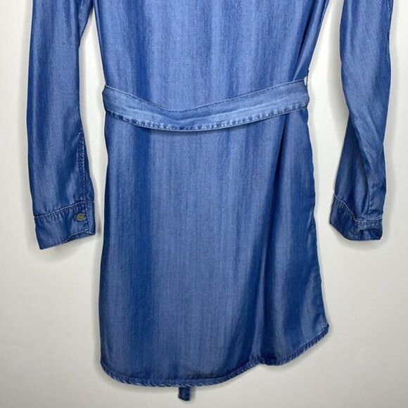 Velvet Heart Size S Anita Tencel Blue Chambray Button Down Casual Shirt Dress - Picture 10 of 12